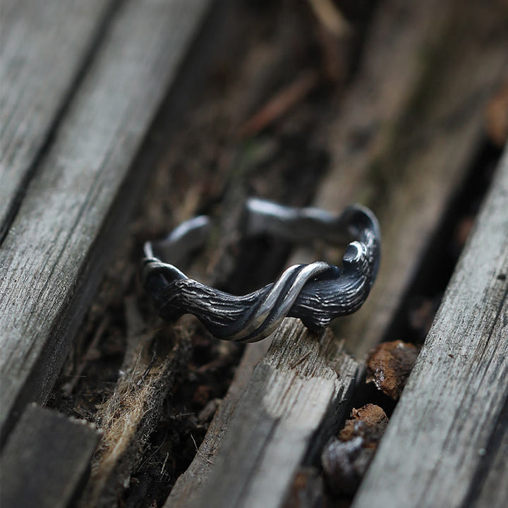 WorldNorse 999 Sterling Silver Gothic Textured Branch Ring - image 2