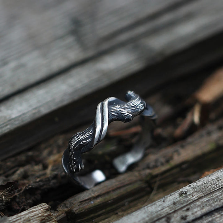 WorldNorse 999 Sterling Silver Gothic Textured Branch Ring - image 0
