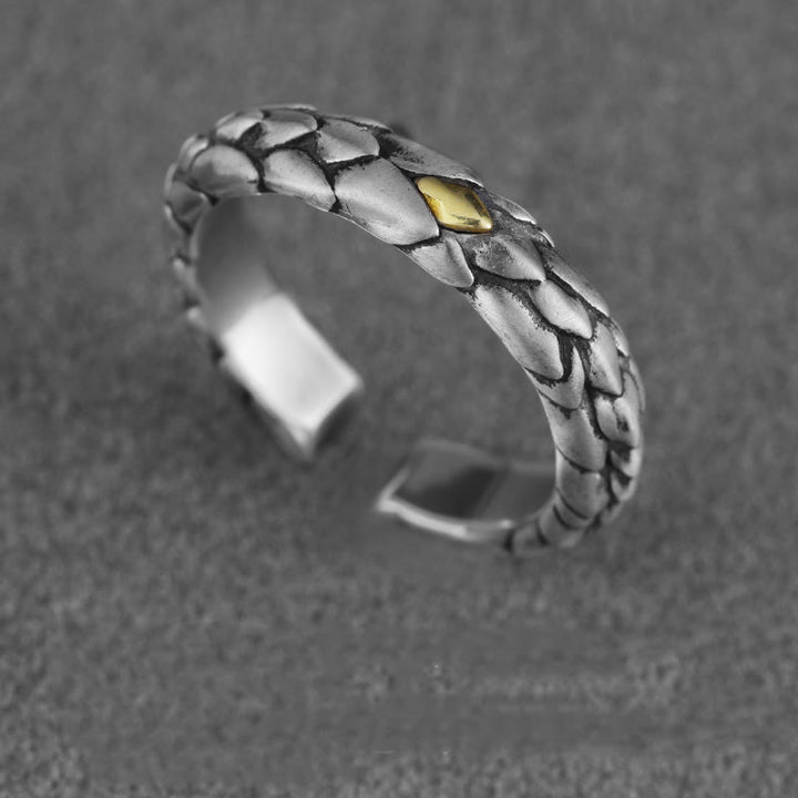 WorldNorse 925 Sterling Silver Medieval Snake Scale Inlaid Ring - Silver White - Large - image 6