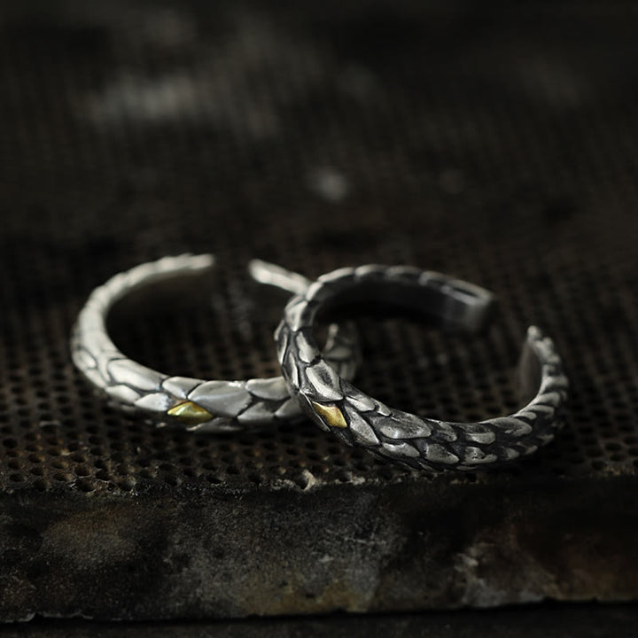 WorldNorse 925 Sterling Silver Medieval Snake Scale Inlaid Ring - image 3