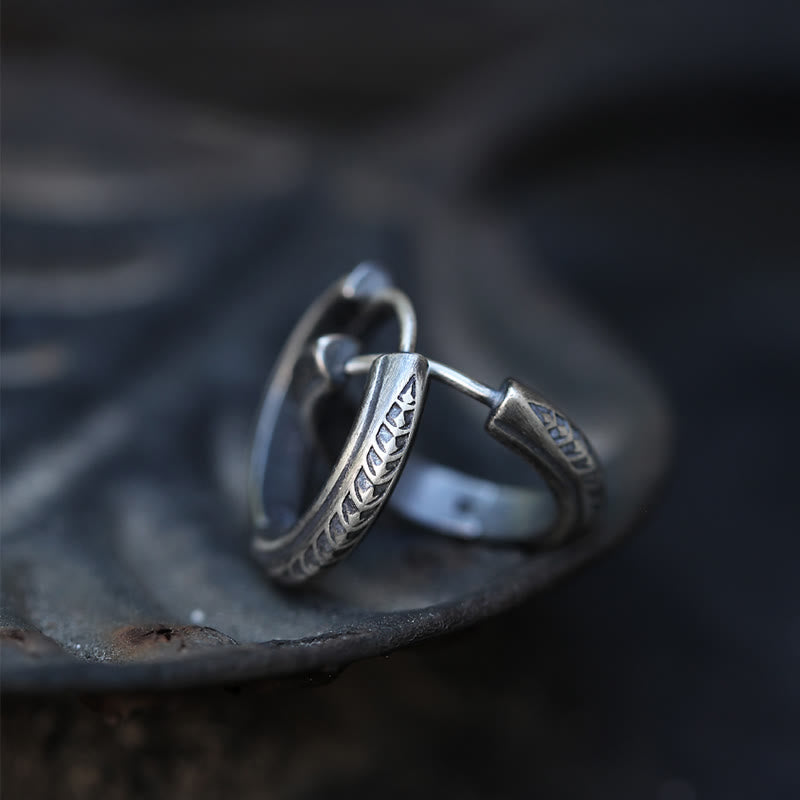 WorldNorse 925 Sterling Silver Gothic Engraved Silver Earrings - image 1