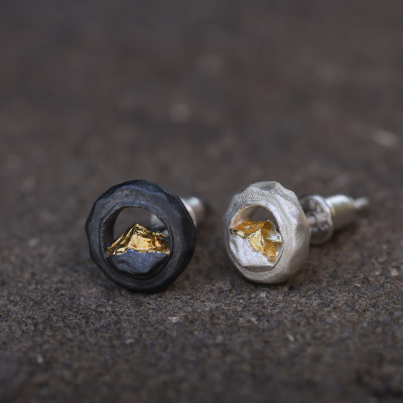 WorldNorse 999 Sterling Silver Handmade Gold Mountain Earrings - image 5