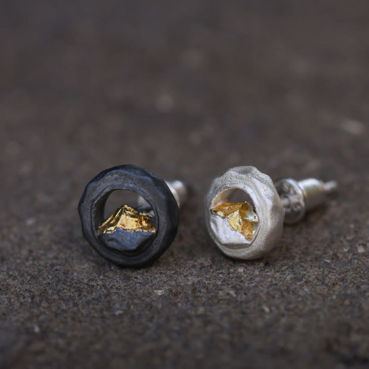 WorldNorse Handcrafted 999 Silver Handmade Gold Mountain Earrings - image 5