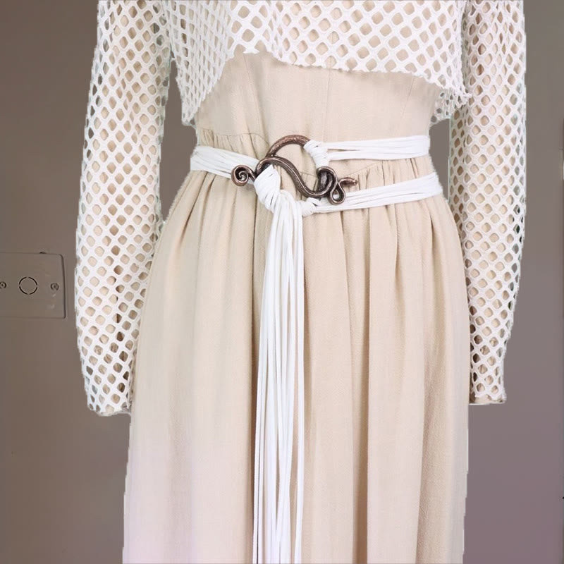 WorldNorse Serpent Shaped Buckle Multi Strap Belt - White - image 5