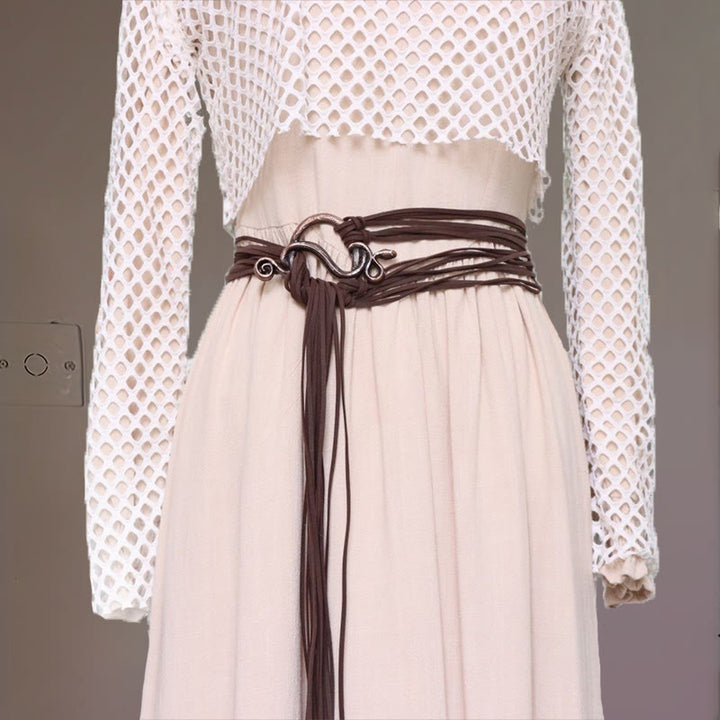 WorldNorse Serpent Shaped Buckle Multi Strap Belt - Brown - image 4