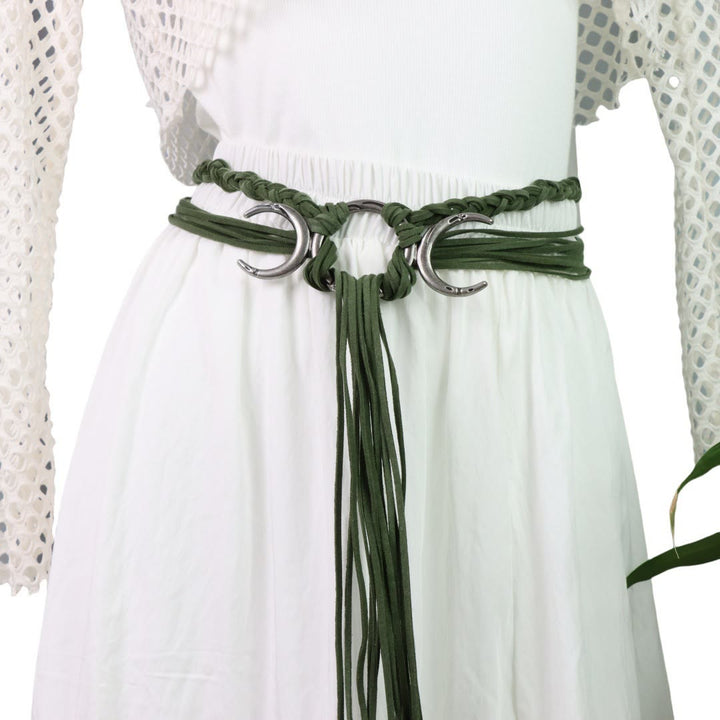 WorldNorse Crescent Moon Braided Multi Strap Belt - Green - image 1