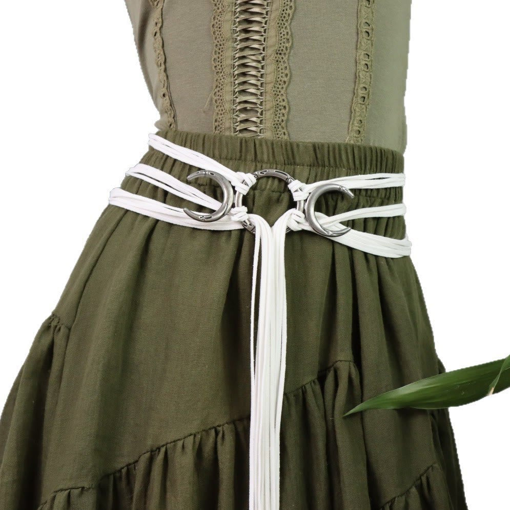 WorldNorse Crescent Moon Braided Multi Strap Belt - White - image 3