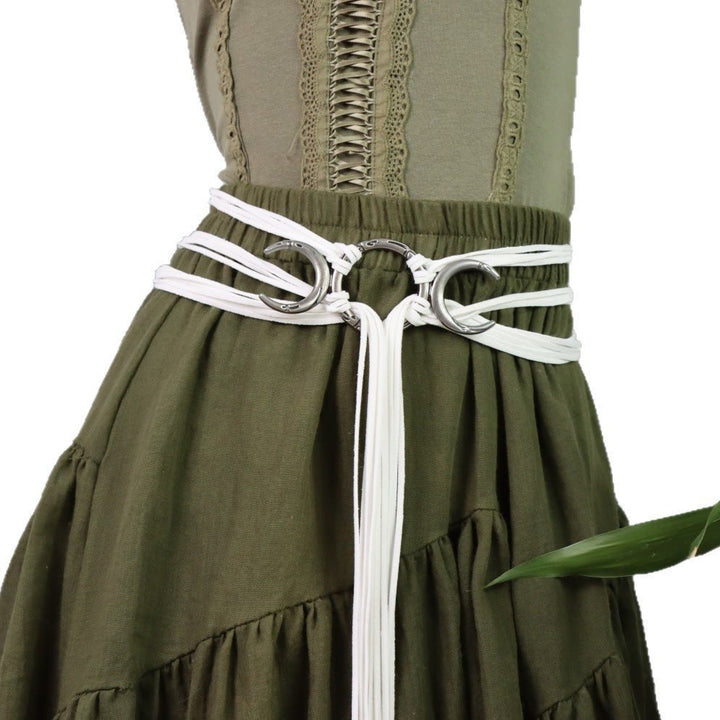 WorldNorse Crescent Moon Braided Multi Strap Belt - White - image 3