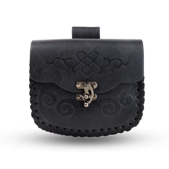 WorldNorse Ethnic Tooled Leather Pouch Bag - Black - image 5