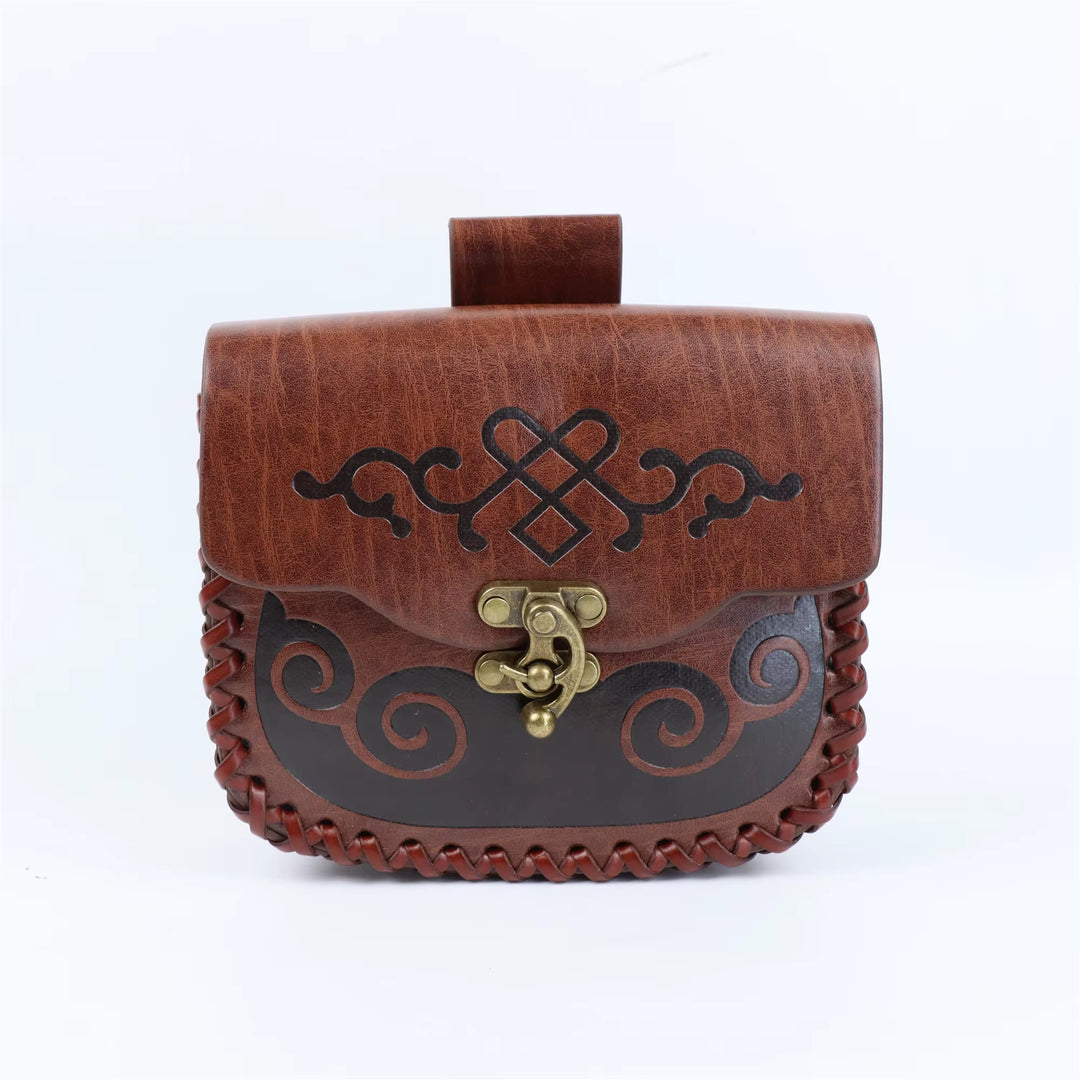 WorldNorse Ethnic Tooled Leather Pouch Bag - Brown - image 1