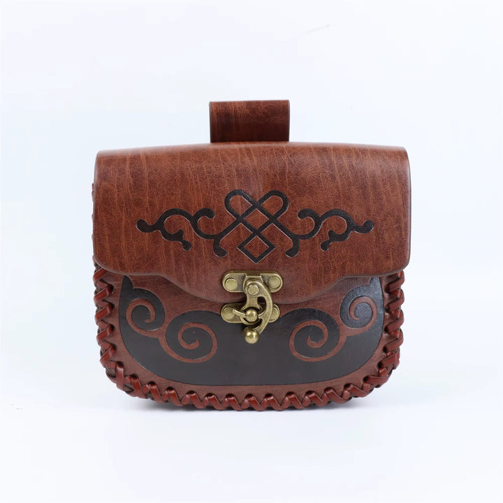WorldNorse Ethnic Tooled Leather Pouch Bag - Brown - image 1