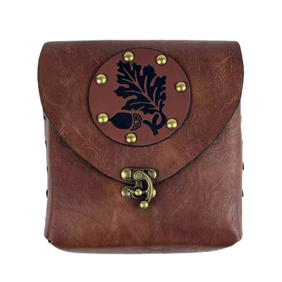 WorldNorse Oak Leaf Acorn Studded Vintage Pouch Bag - Brown - image 2