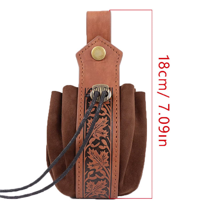 WorldNorse Leaf Leather Strap Drawstring Pouch Bag - image 3
