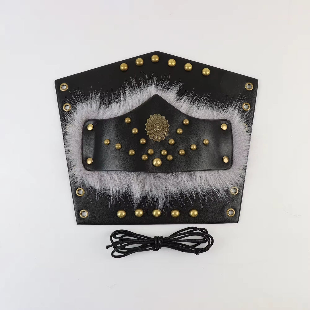 WorldNorse Fur Trimmed Studded Ornamental Arm Bracers - image 11
