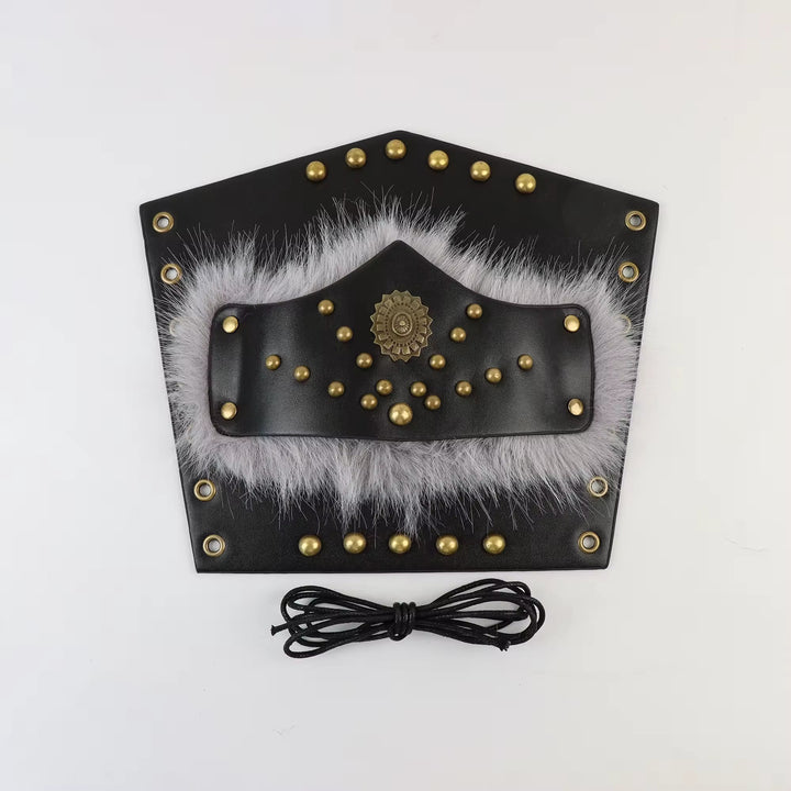 WorldNorse Fur Trimmed Studded Ornamental Arm Bracers - image 11