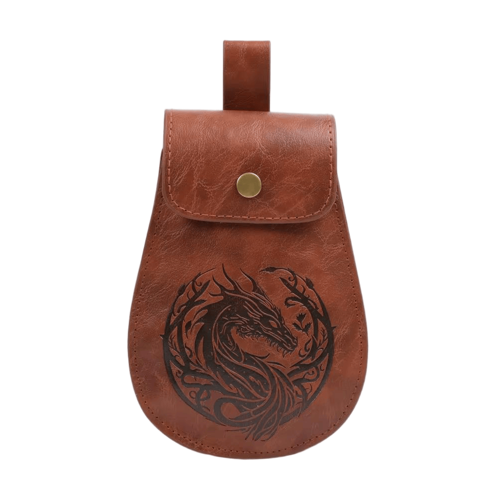 WorldNorse Dragon Emossed Retro Leather Pouch Bag - Bag - Brown - image 6