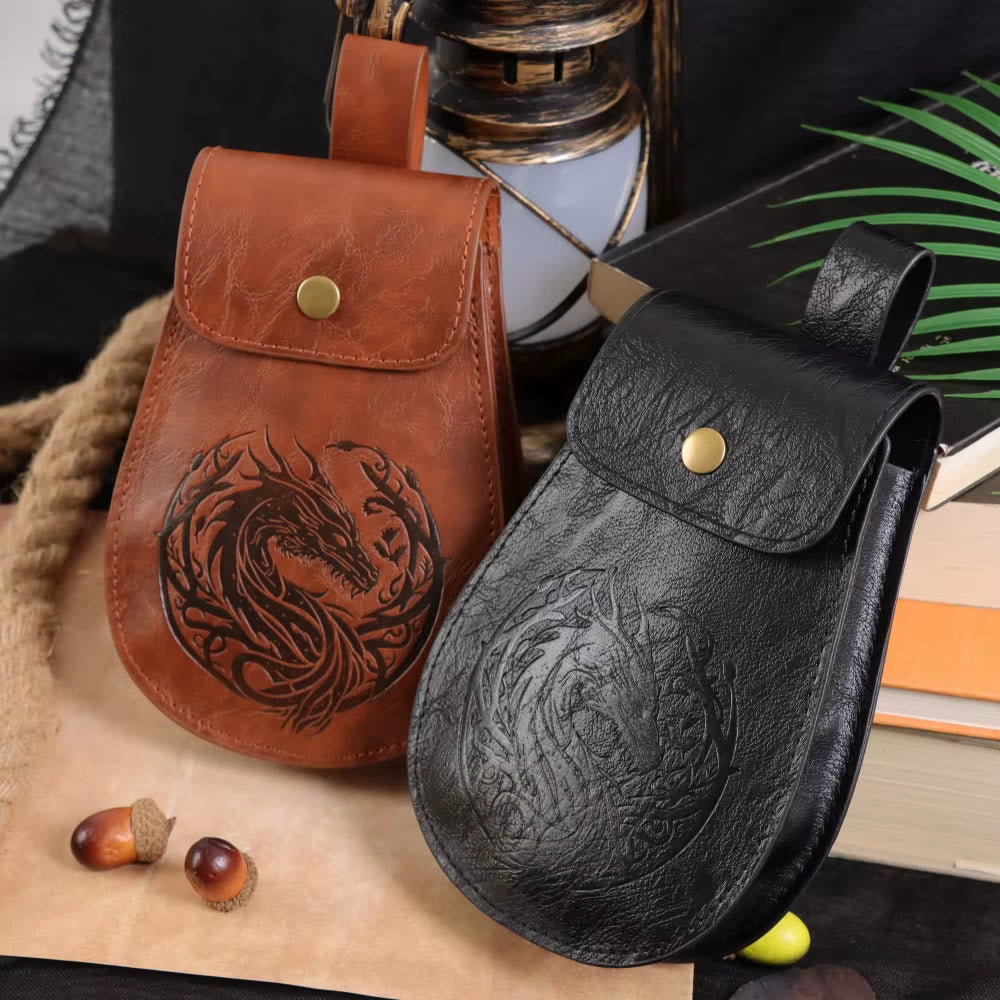 WorldNorse Dragon Emossed Retro Leather Pouch Bag - image 0