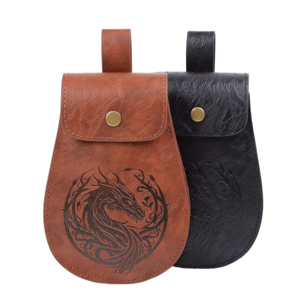 WorldNorse Dragon Emossed Retro Leather Pouch Bag - image 1