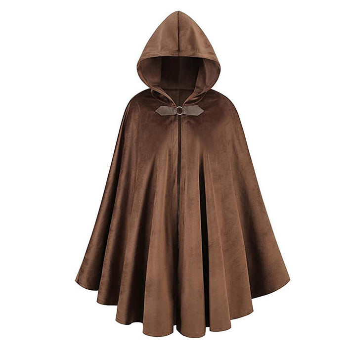 WorldNorse Rustic Hooded Buckle Trimmed Cosplay Cloak - image 0