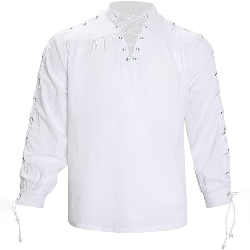WorldNorse Medieval Laced Up Costume Shirt - White - US/UK/AU50，EU60 (5XL) - image 9