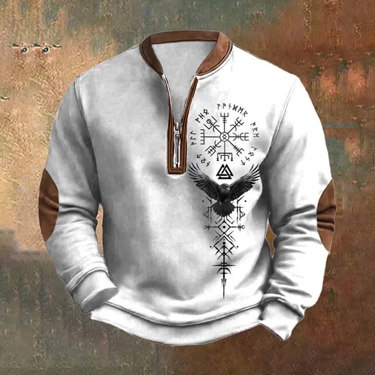 WorldNorse Nordic Emblazoned Vegvisir Valknut Zipper Sweatshirt - White - US/UK/AU52，EU62 (6XL) - image 1