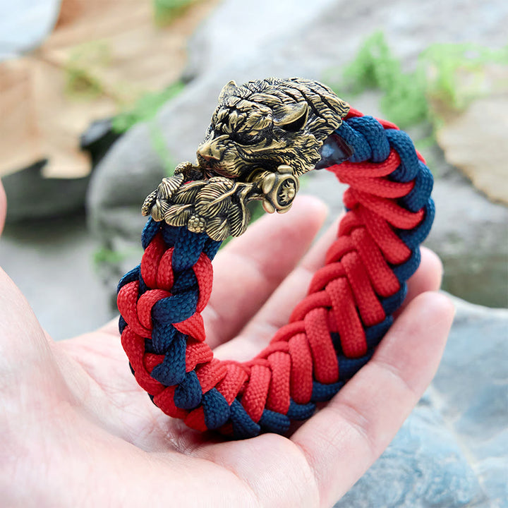 WorldNorse Viking Tiger Head Paracord Braided Bracelet - image 3