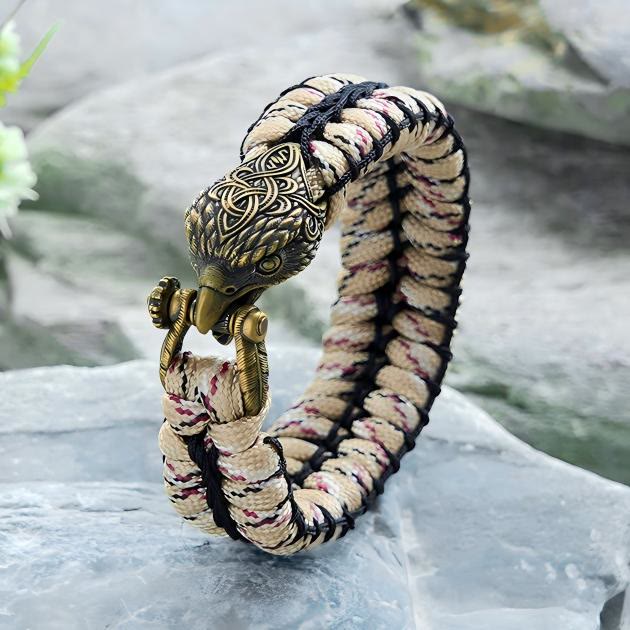 WorldNorse Viking Antique Raven Paracord Braided Bracelet - Khaki - Inner Circumference: 24cm (Full Length 28cm) - image 9
