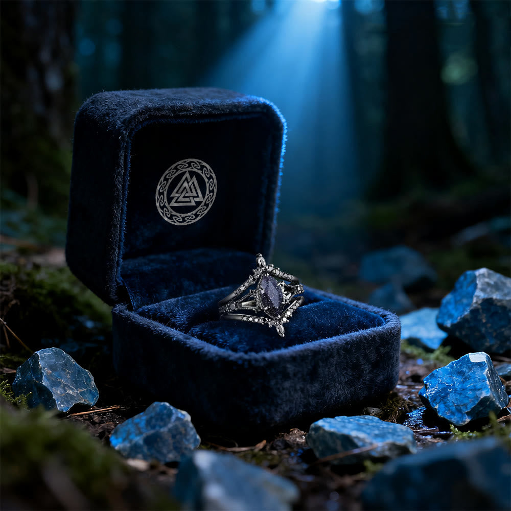 WorldNorse Galaxy Blue Sandstone Three-piece Ring Set - image 4