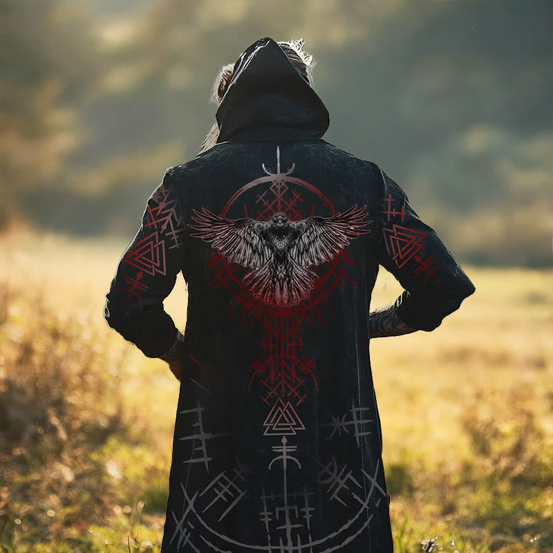 WorldNorse Mystic Vegvisir Raven Rune Hooded Cloak Coat - US/UK/AU52，EU62 (6XL) - image 0