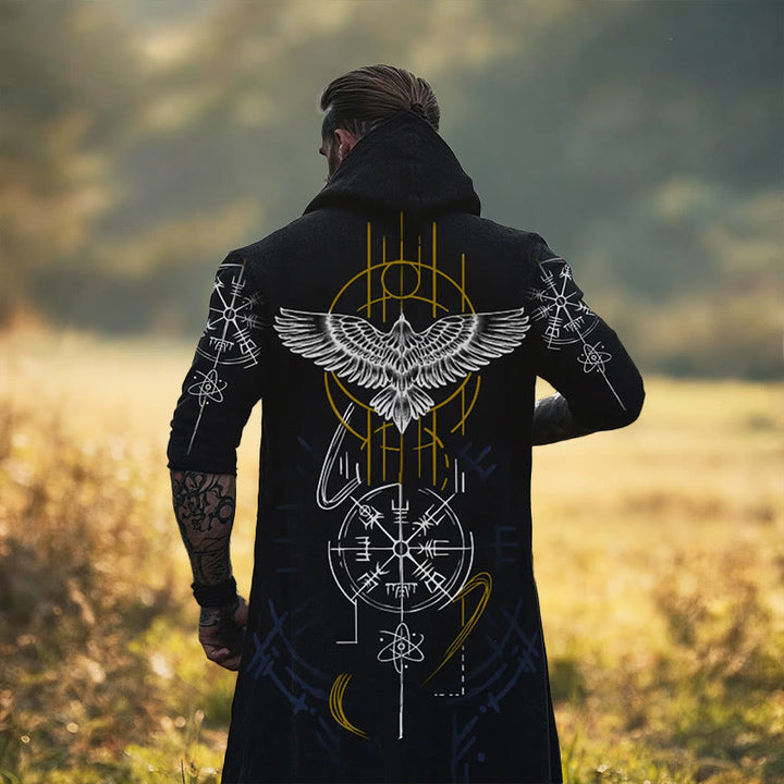 WorldNorse Mystic Raven Celestial Rune Hooded Cloak Coat - US/UK/AU52，EU62 (6XL) - image 0