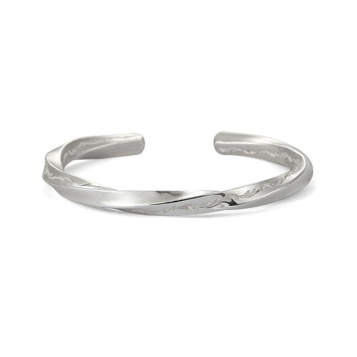 WorldNorse Handcrafted 999 Silver Engraved Wave Bracelet - image 2