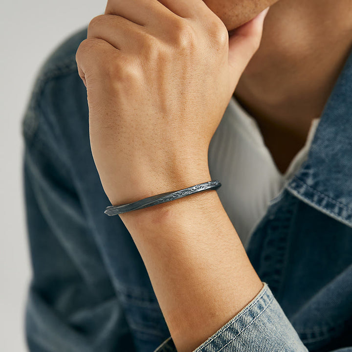 WorldNorse 999 Sterling Silver Engraved Wave Bracelet - image 6