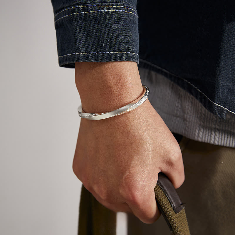 WorldNorse 999 Sterling Silver Engraved Wave Bracelet - image 3