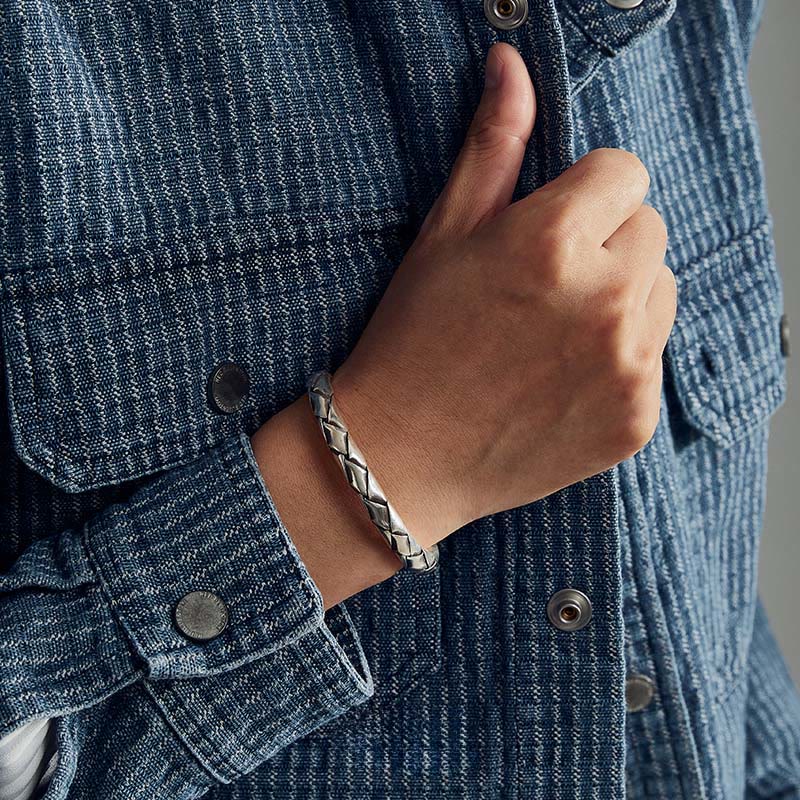 WorldNorse 925 Sterling Silver Serpentine Cuff Bracelet - image 1