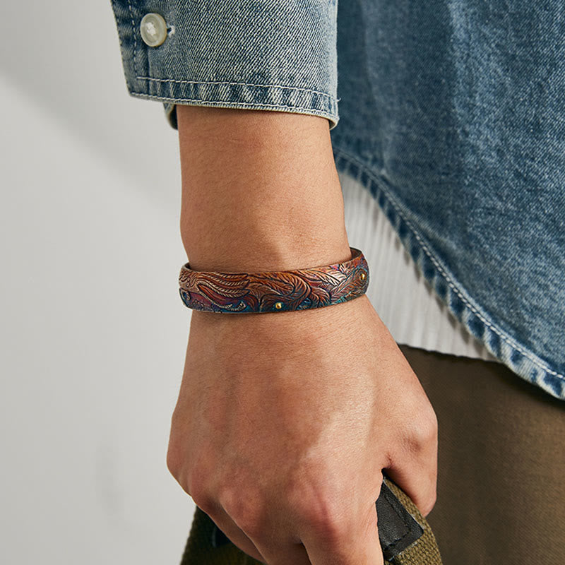 WorldNorse 999 Sterling Gold Hued Feather Engraved Bracelet - image 1