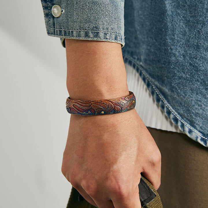 WorldNorse 999 Sterling Gold Hued Feather Engraved Bracelet - image 1