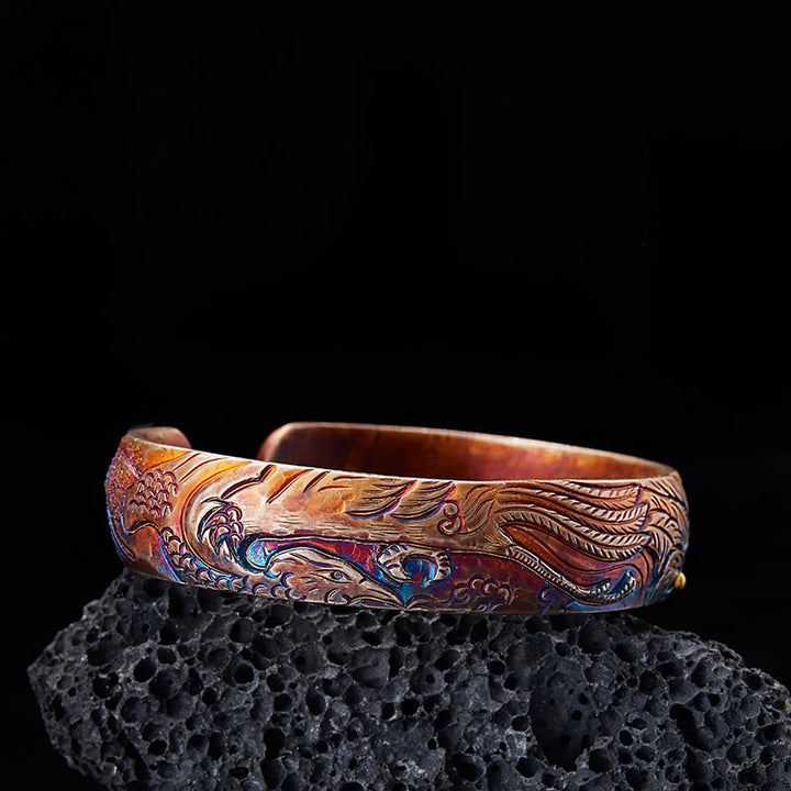 WorldNorse Handcrafted 999 Gold Hued Feather Engraved Bracelet - Inner Circumference 19 cm - NO THANKS - image 0