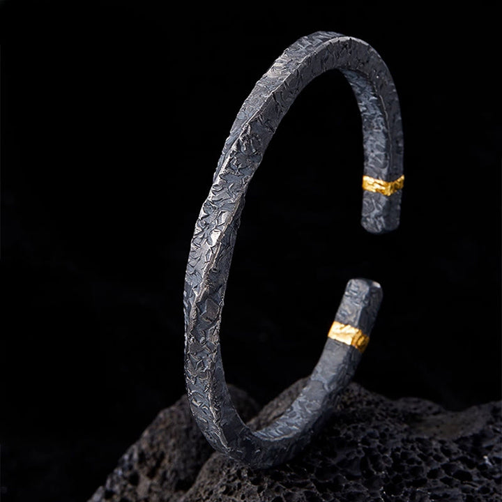 WorldNorse 999 Sterling Silver Dark Textured Gold Trimmed Twisted Bracelet - Inner Circumference 19 cm - image 2