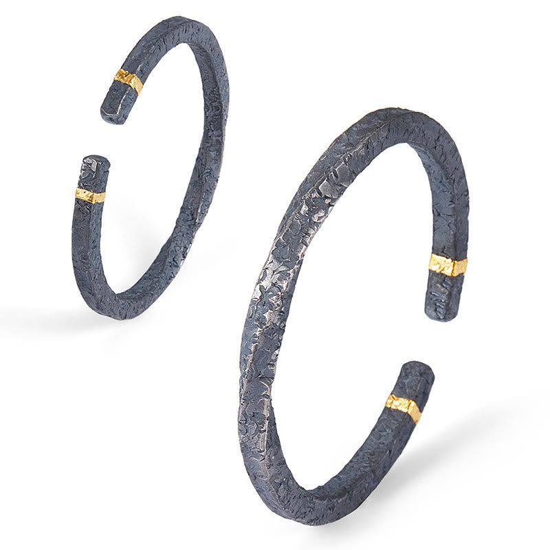 WorldNorse 999 Sterling Silver Dark Textured Gold Trimmed Twisted Bracelet - image 6