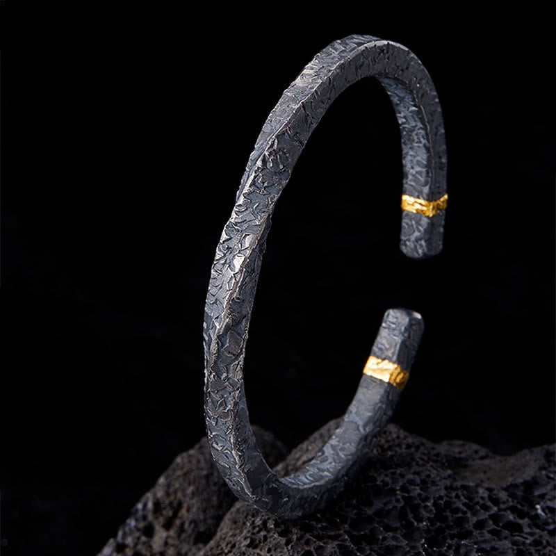 WorldNorse Handcrafted 999 Silver Dark Textured Gold Trimmed Twisted Bracelet - Inner Circumference 19 cm - NO THANKS - image 2