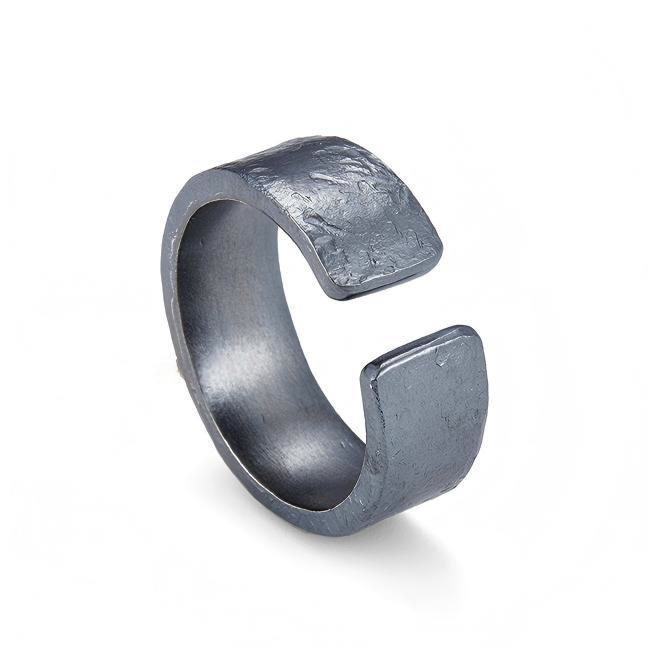 WorldNorse 999 Sterling Silver Dark Textured Forged Cross Ring - image 3