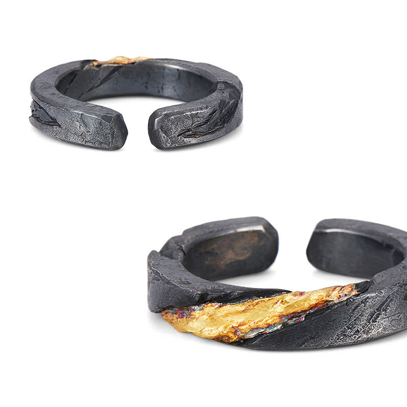 WorldNorse 999 Sterling Gold Flowing Fire Rugged Branch Ring - image 4