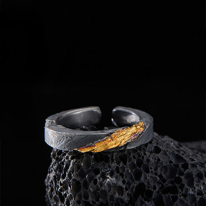 WorldNorse Handcrafted 999 Gold Flowing Fire Rugged Branch Ring - image 2