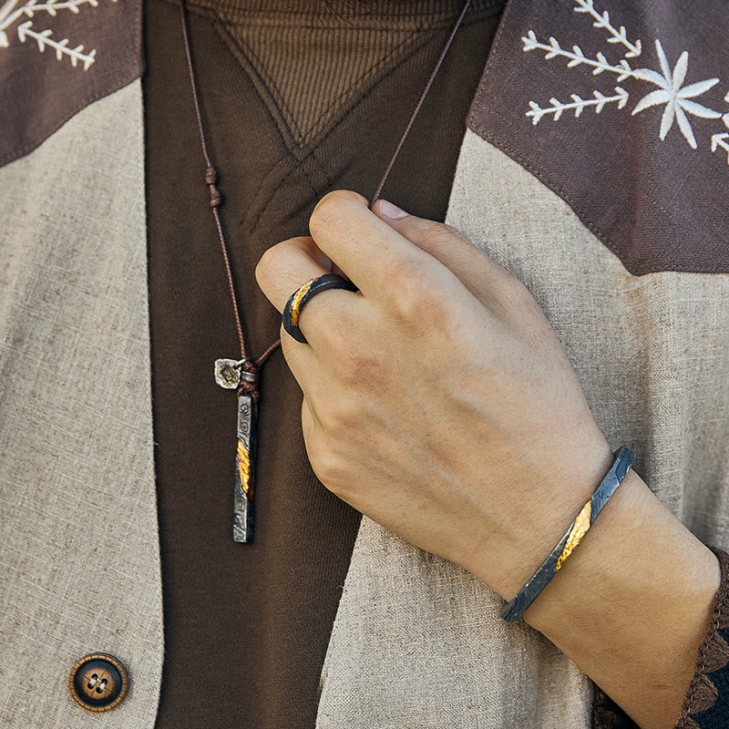 WorldNorse 999 Sterling Gold Flowing Fire Rugged Branch Ring - image 5