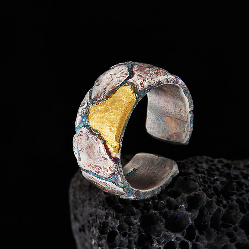 WorldNorse 999 Sterling Gold Multicolor Textured Ring - Inner Circumference 65-67.5 mm - image 0