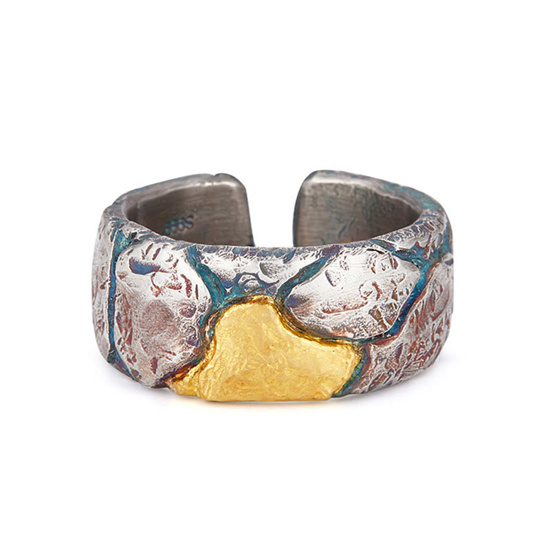 WorldNorse Handcrafted 999 Gold Multicolor Textured Ring - image 2