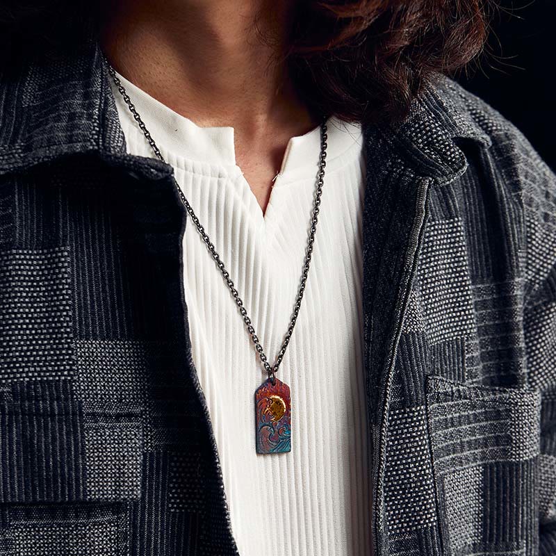 WorldNorse 999 Sterling Gold Hued Wave Moon Necklace - image 1