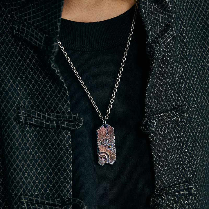 WorldNorse Handcrafted 999 Silver Celestial Planet Engraved Necklace - image 1