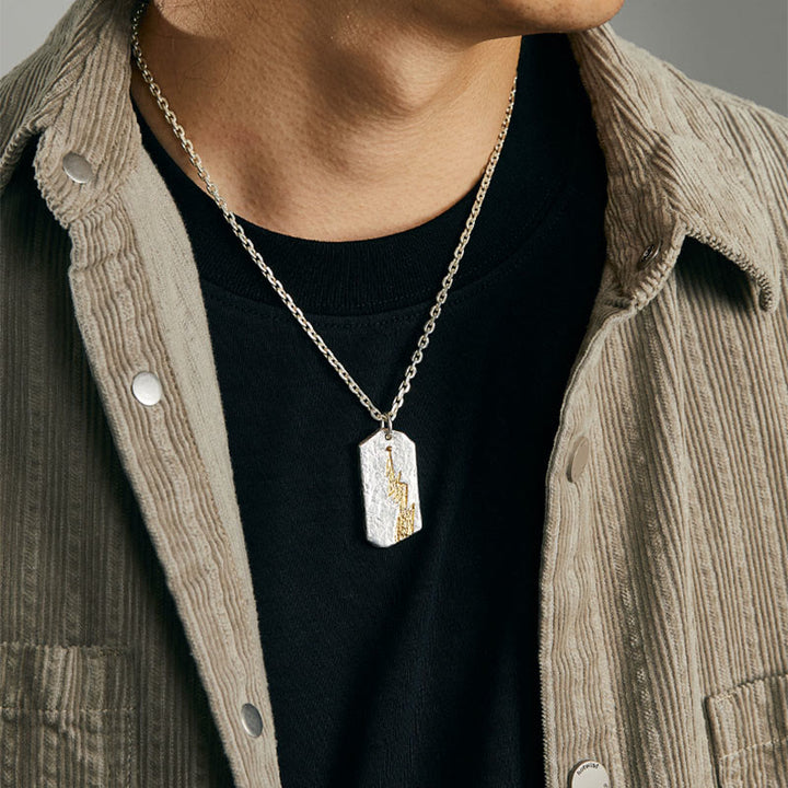 WorldNorse Handcrafted 999 Silver Textured Lightning Necklace - image 1