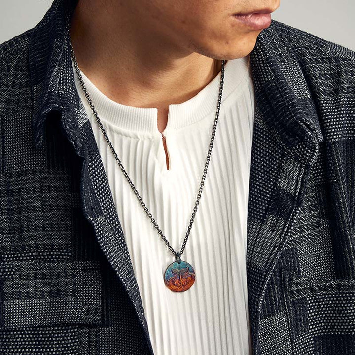 WorldNorse 999 Sterling Silver Hued Whale Tail Wave Necklace - image 1